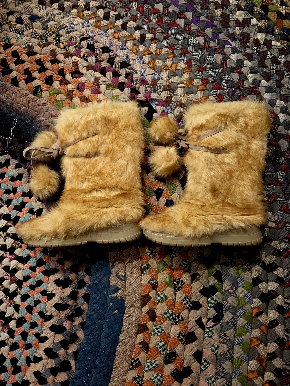 Colin Stuart Faux Fur Pom-Pom Winter & Rain Boot in Tan